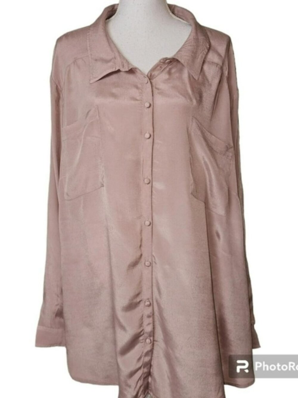 TORRID Mauve Georgette Oversized Longsleeve Button Down Blouse in 6 (30)